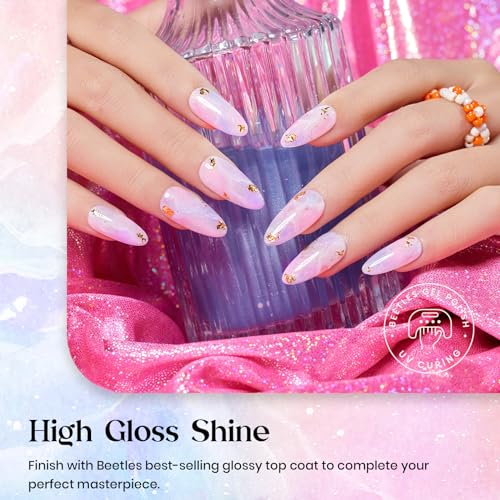 Image of Beetles Glitter Gel Nail Polish Set, 6 Colors Pastel Shimmer Nail Gel