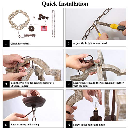 Ksana Farmhouse Orb Chandelier, Handmade Wood Light Fixture For Dining & Living Room, Foyer, Bedroom, Kitchen Island And Entryway #TOP4