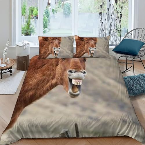 Housse de couette double microfilbre animaux 3D avec taies d'oreiller pour garçon