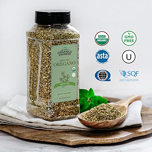 HQOExpress Organic Oregano Medium Cut – Dried and Ground Oregano Leaves – Spicy Sweet and Aromatic Seasoning for Soups, Sauces, Dressings and Salads - Non GMO, Vegan, Kosher, USDA Certified Organic - 5 oz. Chef Jar - Thumbnail 2