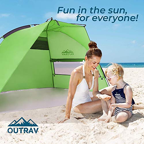 Outrav Pop Up Beach Tent - Quick And Easy Set Up, Family Size, Portable Sun And Water Shelter And Shade Canopy - For Fishing, Camping, Hiking And Outdoor Activities (Green) #TOP6