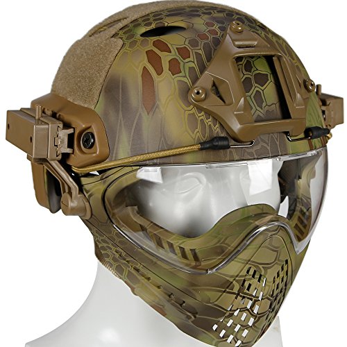 DECHO-C Airsoft Rapide Casque avec Masque de Masque pour L'armée Militaire WarGame Moto Cyclisme Chasse