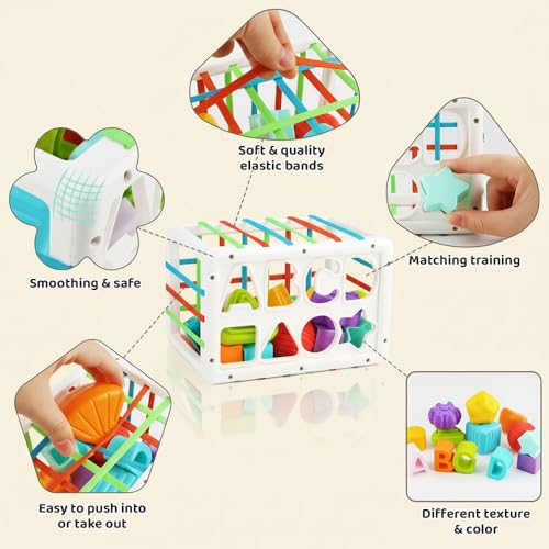 Image of StarAndDaisy Shape Sorting Toy for Baby & Toddler, Educational Toys for Kids 1 2 3 Years | Multi-Activity Cube / Learning Toys for Infants, Sorting Blocks / Alphabets Matching Toy for Boys & Girls