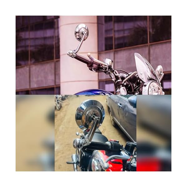 OTOROYS Premium Bar End Mirror for Hunter 350 & Meteor 350 | Round Convex Motorcycle Handlebar End Mirror | CNC Metal Handle & ABS Frame | Anti-Glare Rear View Bike Mirror Set of 2 (Silver)