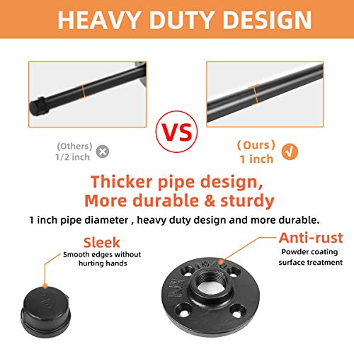 Pipe Shelf Brackets 8 Inch, Industrial Black Metal Wall Pipe Floating Shelf Bracket Heavy Duty Decorative Shelving Brackets For Wood Shelves, Rustic Farmhouse Vintage Style - 6 Pack #TOP2