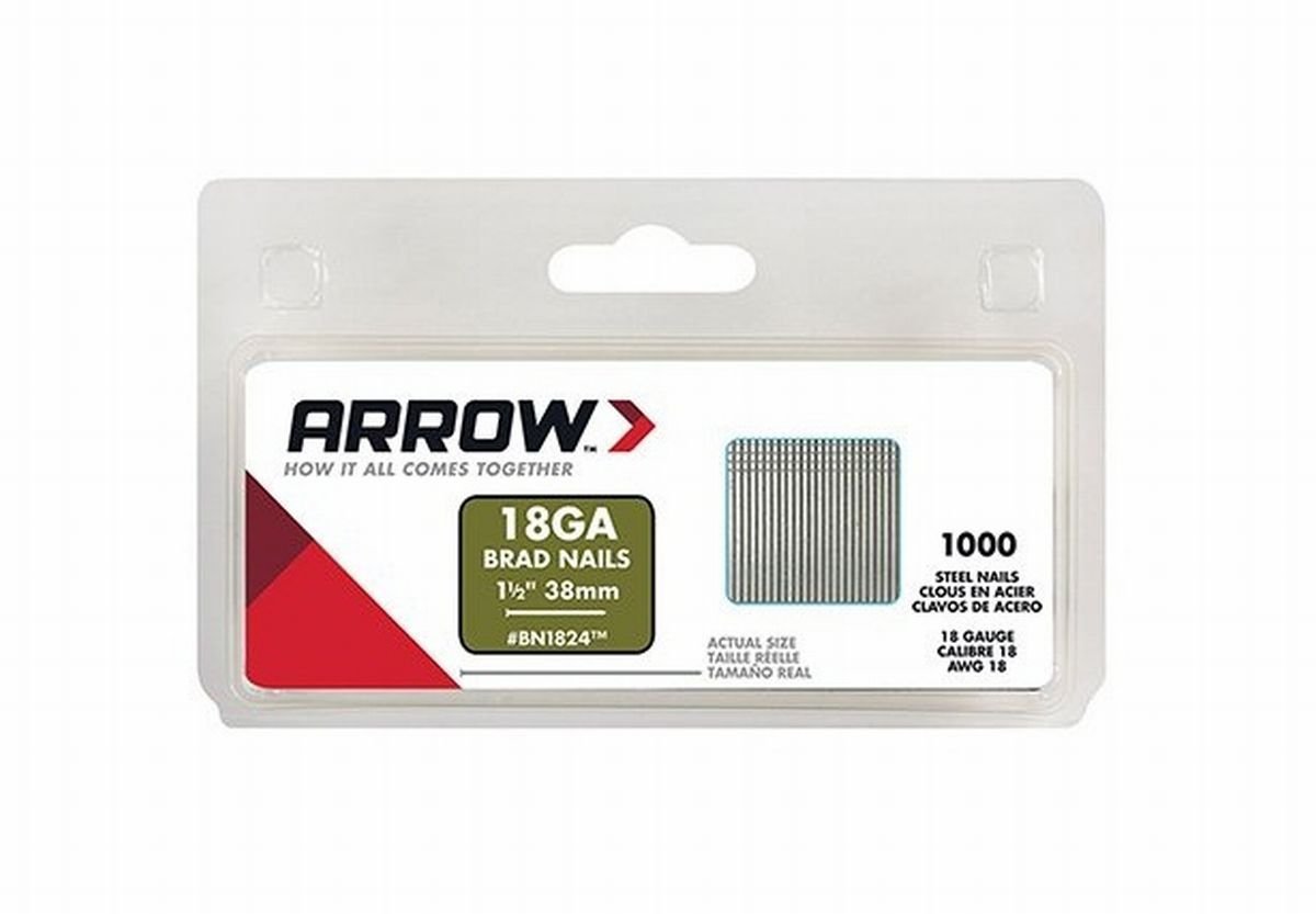 Arrow Fastener 18 Ga. Smooth Shank Straight Strip Brad Nails 1-1/2 in. L x 0.05 in. Dia. 1,000 pk