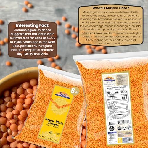 Image of Rani Masoor Gota (Football) Indian Red Lentils Skinless 128oz (8lbs) 3.63kg Bulk ~ All Natural | Gluten Friendly | NON-GMO | Kosher | Vegan | Indian Origin
