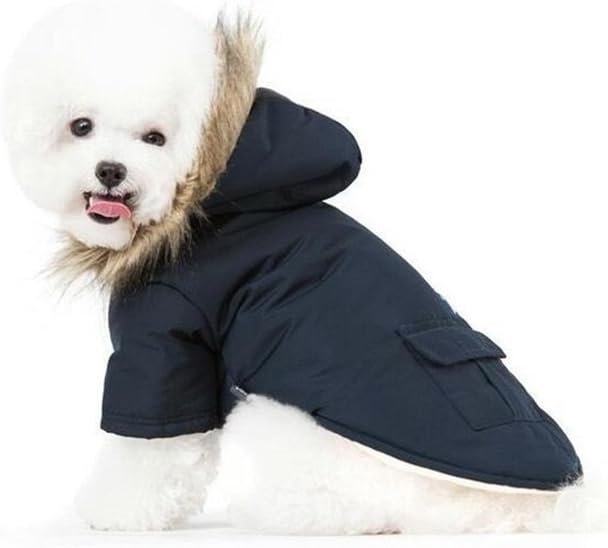 PetBoBo Cat Dog Doggie Down Jacket Hoodie Coat Pet Clothes Warm Clothing for Small Dogs Winter Black S
