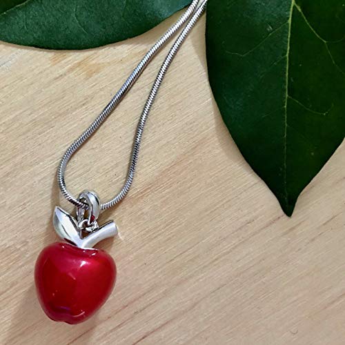 Pammyj Candy Red Apple Silvertone Pendant Necklace, 17.5" #TOP3