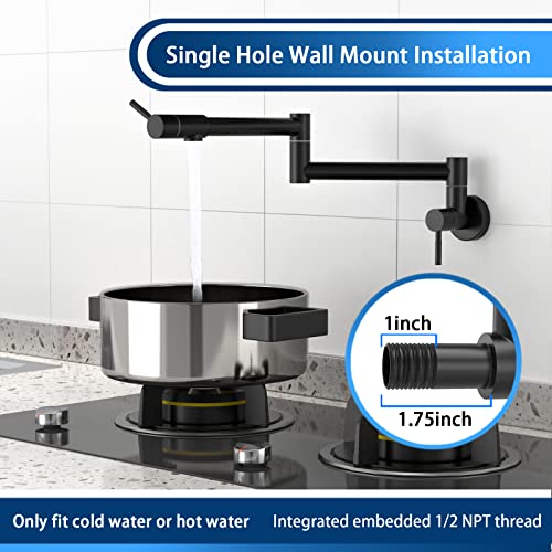 Gowin Black Pot Filler, Kitchen Sink Pot Filler Faucets, Wall Mount Pot Filler, Kitchen Folding Faucet,Over Stove Faucet Stainless Steel With Stretchable Double Joint Swing Arm #TOP3