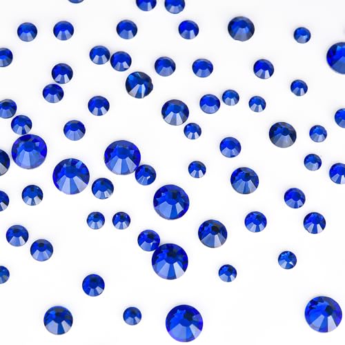 Image of Sapphire Flatback Rhinestones for Bedazzling Round Glass Gems for Nails Art and Crafts 2880pieces Mixed SS6-20,0.07-0.18inches