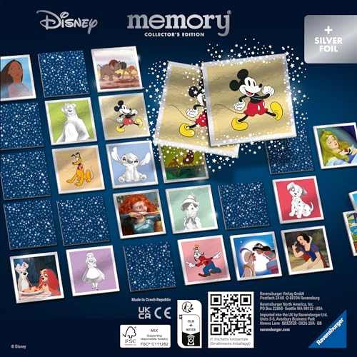 Ravensburger Collector’s Memory® Walt Disney - 27378 - Das weltbekannte Gedächtnisspiel mit Bildkarten, die mit Silberfolie ausgestattet sind - einzigartiges Memory® für große und kleine Disney-Fans