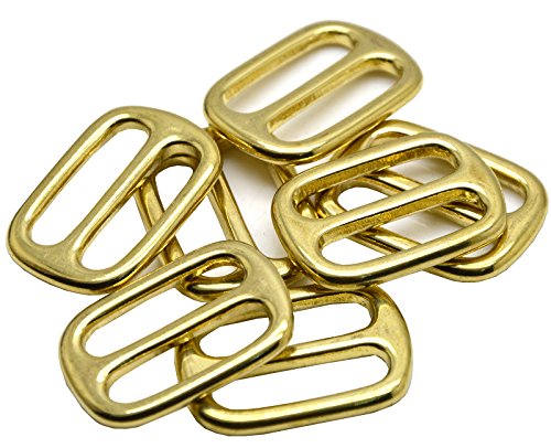 Okones Pack of 6pcs,1''(25mm) Inner Width,Solid Brass Rectangle Buckle Loop Ring Belt and Strap Keeper for Backpack Bag Accessories(insides 1'' 25mm)