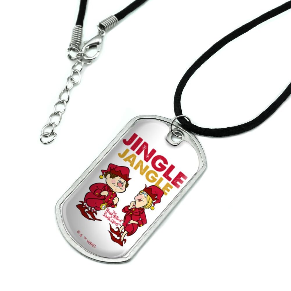 Year Without a Santa Claus Jingle Jangle Military Dog Tag Pendant Necklace with Cord
