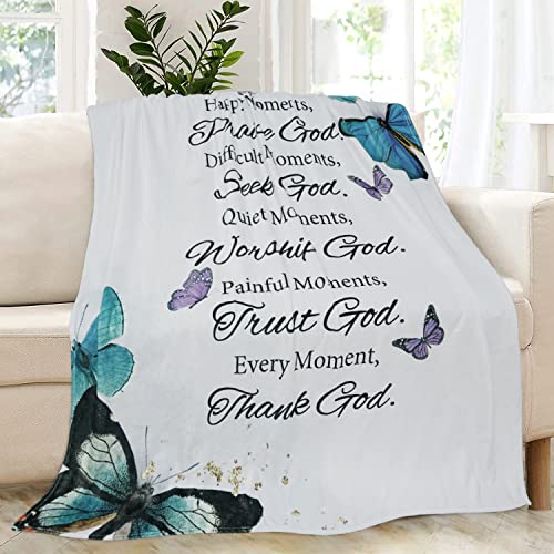 Christian Gifts For Women Inspirational Bible Verse Blanket Butterfly Blanket Religious Healing Warm Blanket Birthday Religious Gifts For Women Soft Throw Fleece Blanket 60”X50” In Home Bed Sofa #TOP30