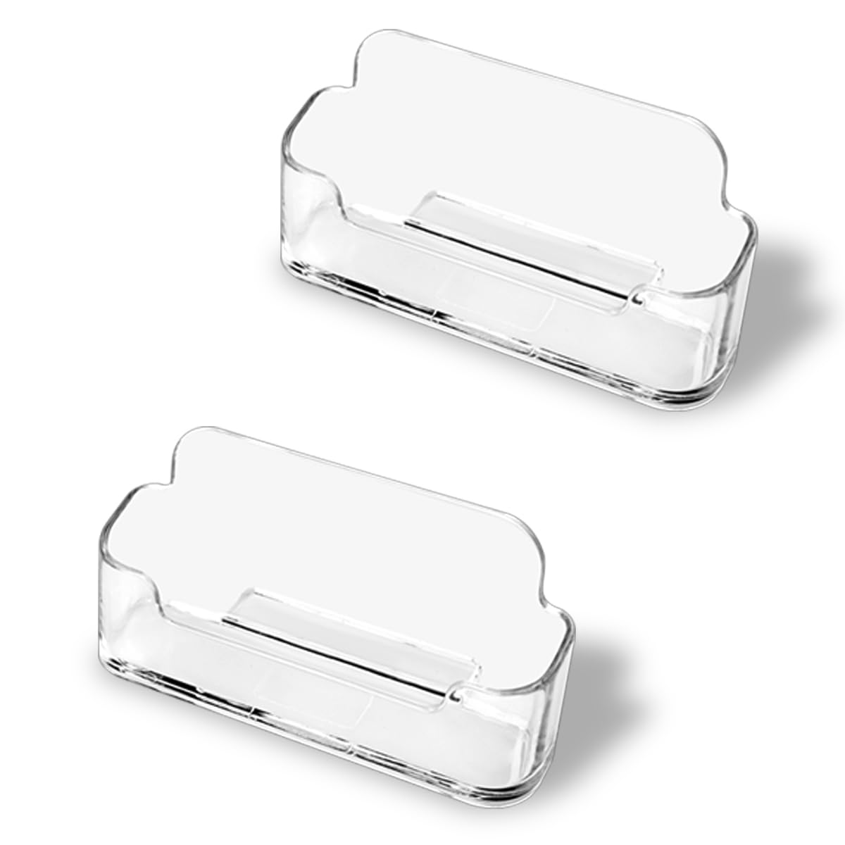 Transparenter Visitenkartenhalter für den Schreibtisch, Kunststoff-Visitenkarten-Display, Desktop-Acryl-Visitenkartenständer für Büro, Messestand, 2 Stück