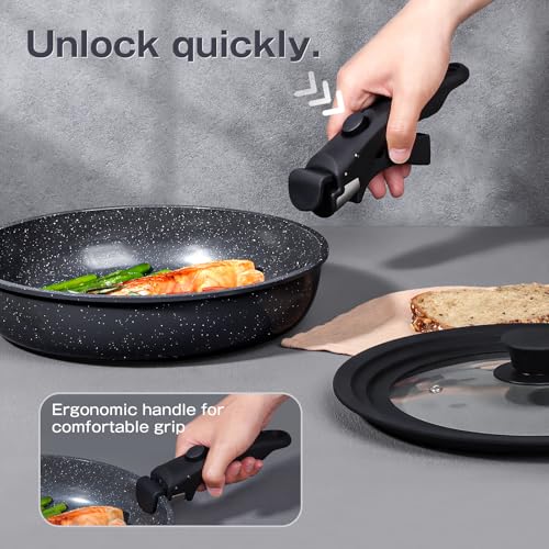 Image of GiPP Ceramic Pots and Pans Set Non Stick, Nonstick Detachable Handle Cookware Sets, Non Toxic Induction Kitchen Pot and Pan with Removable Handle, Healthy RV Cookware, Dishwasher &Oven Safe, 7 Piece