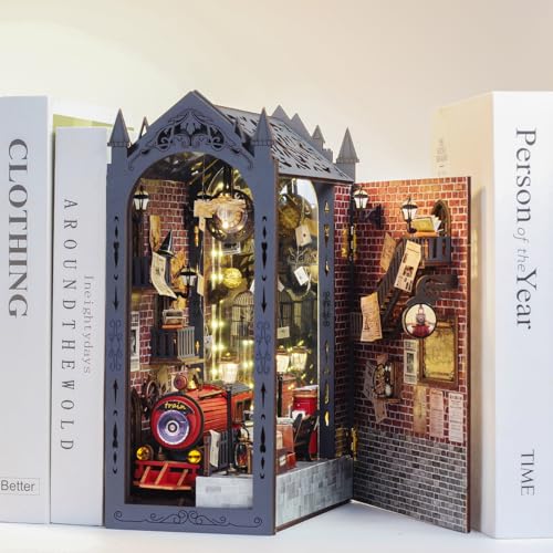 Maison de Poupées Miniature Book Nook Bois avec Éclairage LED - 7