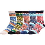 Zmart 5 Pack Men's Color Vintage Warm Wool Fall Winter Quarter Boot Socks