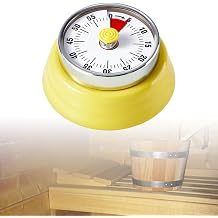 VOVCIG Stainless Steel Sauna Timer, Mechanical Clock Timer Sauna Accessory for Sauna Rooms and Spas, Up to 55 Minutes, Mechanical Self Drive No Batteries Required Yellow
