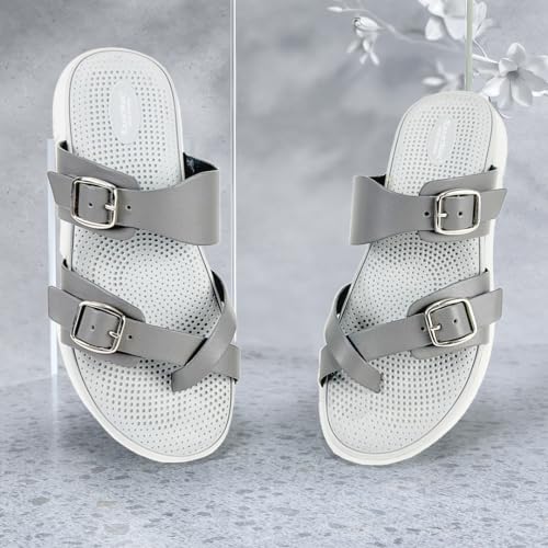 Image of KazarMax Women Magnolia Lightweight Double Strap | Cushioned | Bounce Back | Comfortable Flat Sandals