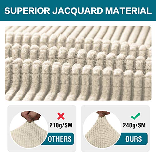 Stretch Armrest Covers For Chairs And Sofas Couch Arm Covers For Sofa Spandex Jacquard Armrest Covers Anti-Slip Furniture Protector Washable Armchair Slipcovers For Recliner Set Of 2, Natural #TOP2