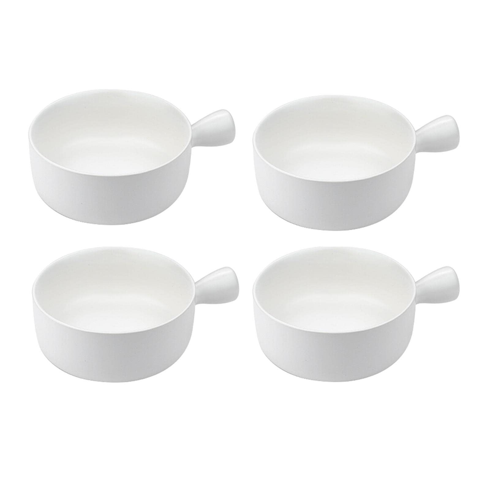 XYIANG Creative Salad Bowl Solid Color Ceramic Soup Bowl with Handle for Tortilla Soup, Oatmeal, Cereal, Chicken Pie - 4 Soup Crocks Dessert Snack Serving Bowls