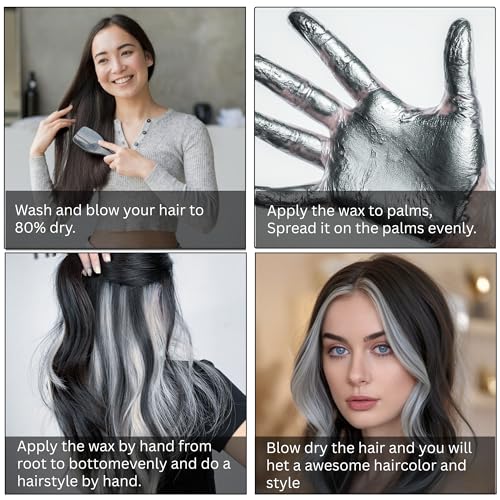 Image of Temporay Hair Color Wax | Metallic Shine | For Men & Women | DIY Instant Hair Color | Temporay Color 1 Day 1 Wash | No Ammonia, Bleach & Damage | Silver - 100 gram