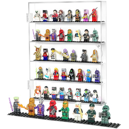 HEKORE Minifigure Display Case for Lego - Acrylic Wall Cabinet Dust-Proof Building Block Figure Display Box for Collectibles (1 Medium)