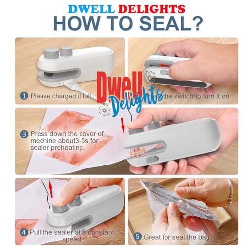 Image of 2-in-1 Mini Bag Sealer | Portable Heat Sealer & Cutter | Rechargeable with Type-C Charging | Magnetic Back, Battery Powered Handheld Resealer for Food & Snack Storage Bags