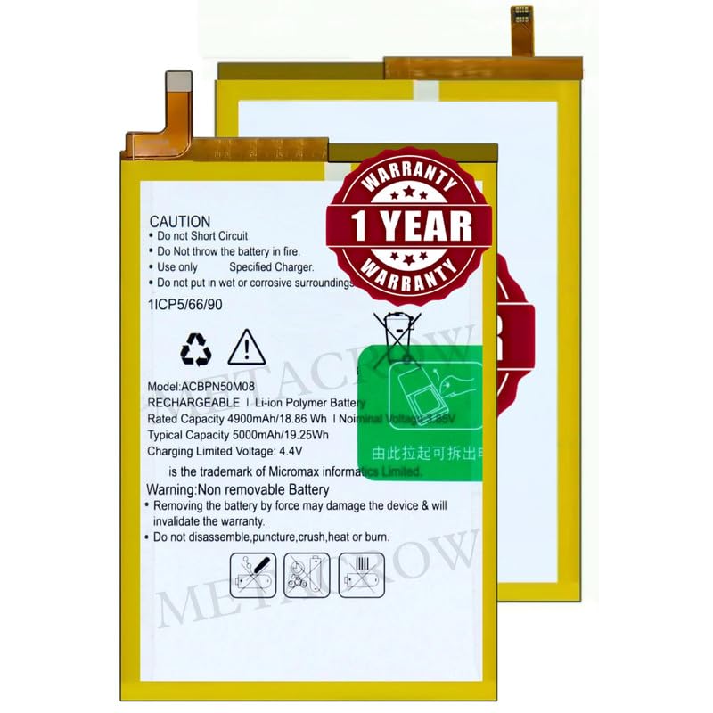 Image of Original ACBPN50M08 Battery Compatible with Micromax in 2b (E7544) | in 2c (E6533) - (5000mAh) - 1 Year Warranty BC46