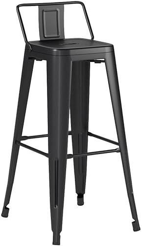 Miniatura 4 de Yongchuang Juego de 4 taburetes de bar de metal, taburetes de bar negros de 30 pulgadas con respaldo, sillas de bar de altura de barra de cocina de