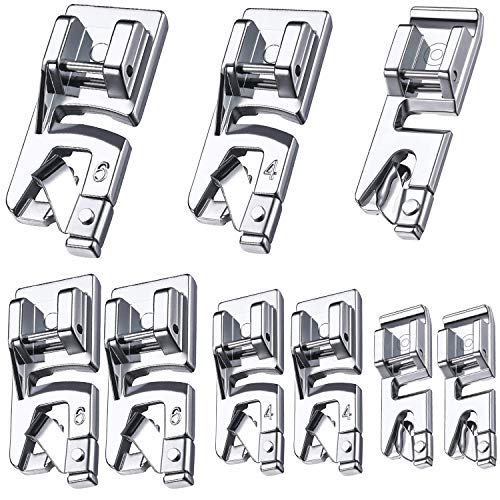 9 Pieces Narrow Rolled Hem Sewing Machine Presser Foot Set Suitable for Household Multi-Function Sewing Machines 3 mm, 4 mm and 6 mm