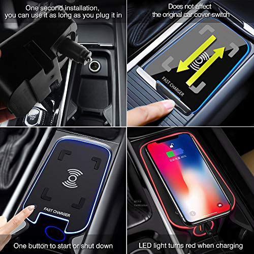 Premis 2021 Upgrade Wireless Car Charger Fit for Volvo XC90 XC60 S90 V90 V60 S60 QC3.0 Mirror Anti-slip Fast Charging with USB Port 36W QI Smart Phone Charging Pad