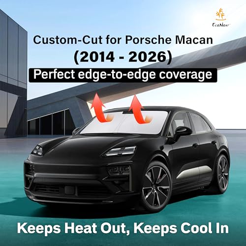 Image of EcoNour Windshield Sunshade Compatible for Porsche Macan 2014-2024 2025 2026, Sun Visor for Front Windshield & Window Sun Shade Cover, UV Heat Blocker & Protector, Car Accessories