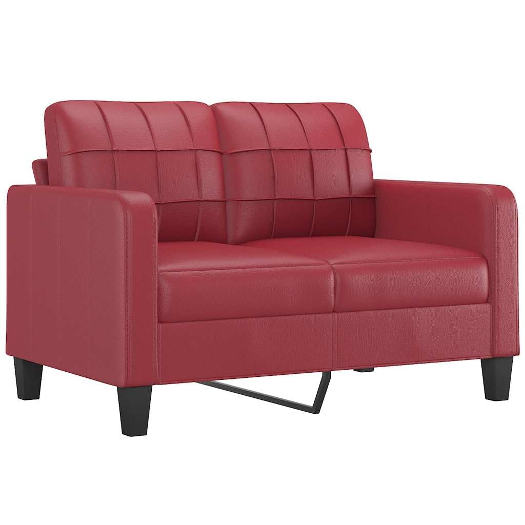 Sofá de 2 plazas de Cuero sintético Rojo Vino 120 cm