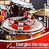Flexzion Tambourine Metal Half Moon Musical Instruments Double Row Metal Jingles Hand Held Instruments Percussion with Ergonomic Handle Grip, Tambourines for Adults Church, Red #4