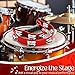 Flexzion Tambourine Metal Half Moon Musical Instruments Double Row Metal Jingles Hand Held Instruments Percussion with Ergonomic Handle Grip, Tambourines for Adults Church, Red