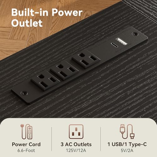 Image of Coleshome 79 Inch Large Computer Desk with Power Outlet, Extra Long Desk for Home Office & Gaming, Spacious Writing Table for Study and Crafting, Black