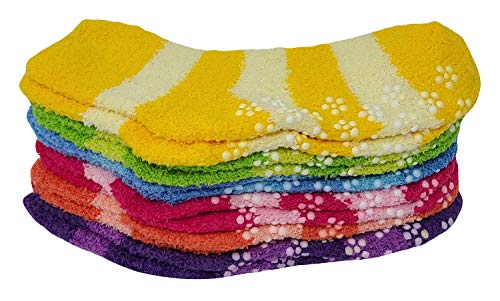Different Touch 6 Pairs Pack Kids Girls Cozy Fuzzy Soft Anti Skid Slipper Socks4