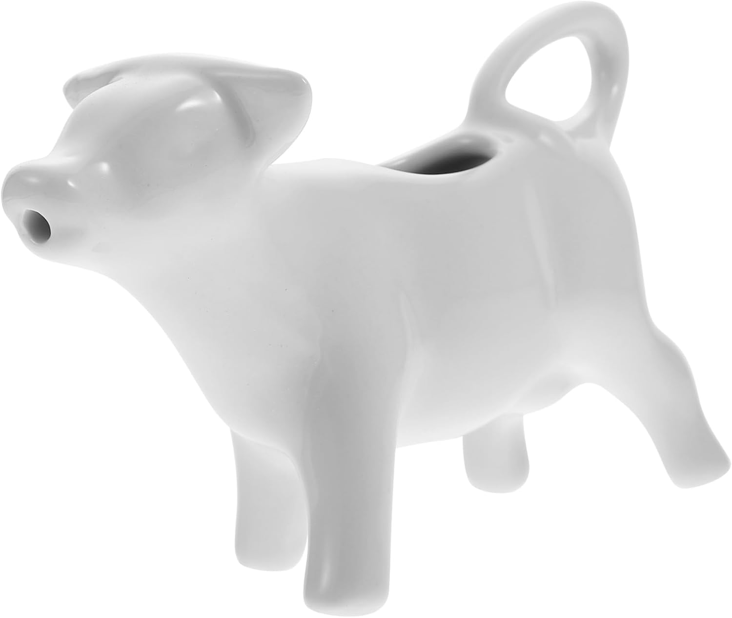 Holibanna Ceramic Milk Pitcher White Cow Shape Jug for Milk Coffee Sauce Multifunctional Pouring Container Suitable for Kitchen Dining Restaurant Use