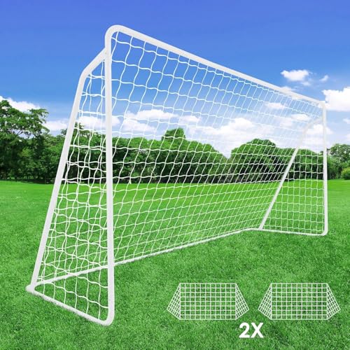Portería de fútbol para jardín 240/365 cm – Portería de fútbol para exteriores para niños y adultos – Portería con dos redes extraíbles – resistente a la intemperie para (365x 182 cm - 1 pieza)