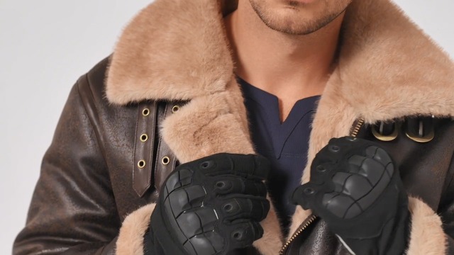 Amazon.com: Mifidy Men Flight Jacket Warm Shearling Bomber Leather