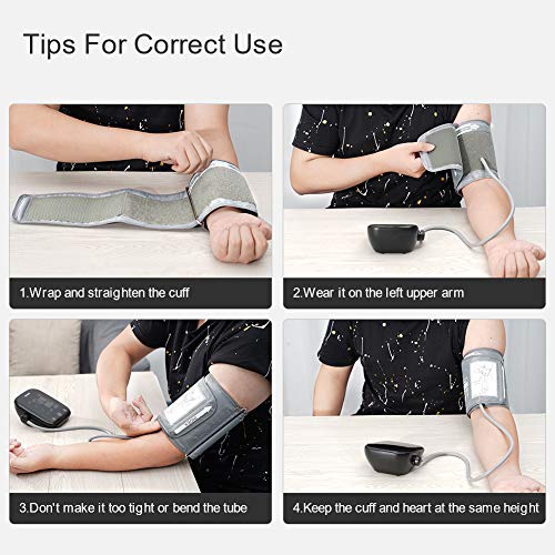 HYLOGY Upper Arm Blood Pressure Mointor, Digital Automatic Blood Pressure Mointor, Large Touchable LED Screen and Voice Broadcast, 2 * 90 Memory and Large Cuff(22-42cm)