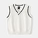 Baby Toddler Boys Girls Cotton V-Neck Sweater Vest Sleeveless Warm Uniform Pullover Cable Knit Waistcoat School Tops (White,120/4-5 Y,Unisex,Big Kid,US,Age,4 Years,5 Years)
