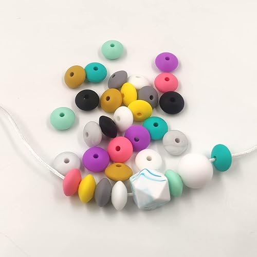 Miniatura 5 de 200 Uds. Color vino tinto Silicona Abacus Perlas Accesorio 0.472 in Silicona Perlas Abacus Perlas Perlas Planas Forma de Lenteja Kenchain DIY