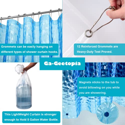Ga-Geetopia Eva 3D Blue Pearl Water Cube Plastic Shower Curtain Liner - Premium Light Weight 72" X 72" Blue Bathroom Shower Showroom Curtain Liner With Rustproof Metal Gromments And Weighted Magnet #TOP5