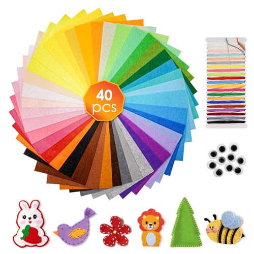 Fieltro de 40 colores, fieltro para manualidades, 30 x 20 cm,