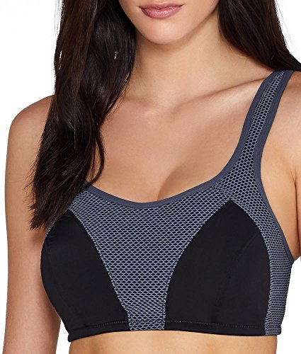 Pour Moi? Women's Energy Non Wired Full Cup Sports Bra, Black (Black/Slate Black/Slate), (Size:32D)