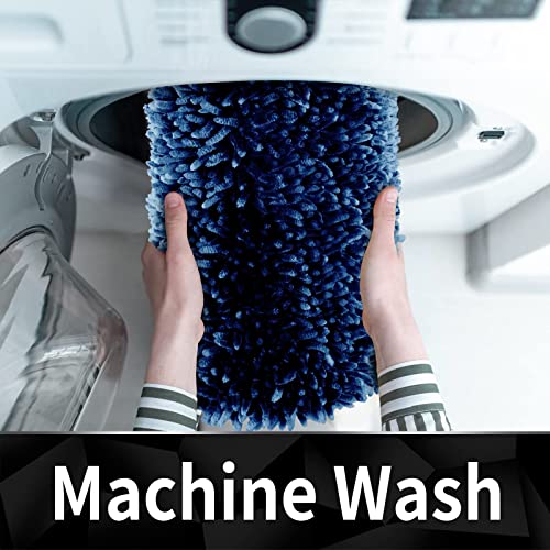 Image of Yimobra Chenille Bathroom Rugs Non Slip, Extra Thick Soft Absorbent Bath Rug 31.5x20 Inch, Machine Washable Quick Dry Bath Mat for Bathroom Floor, Tub and Shower, Home Decor Accessories, Dark Blue